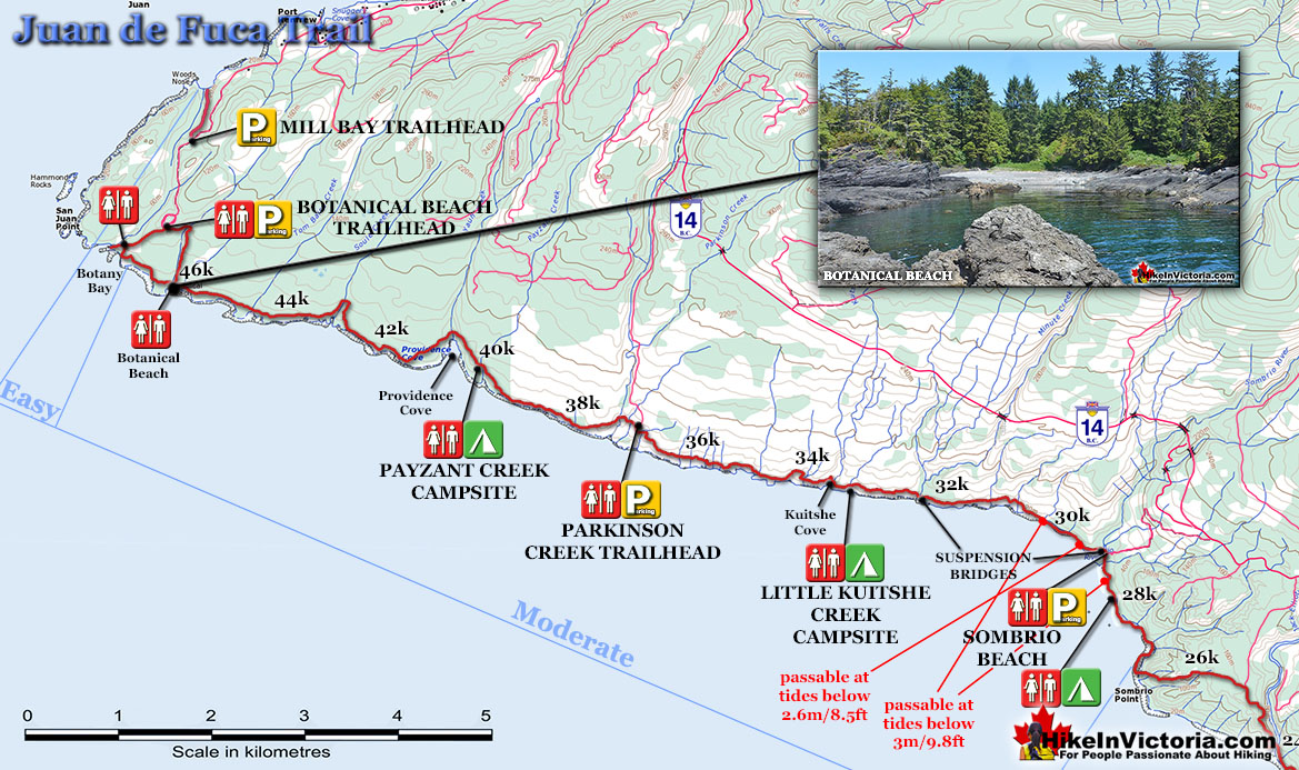 Juan de Fuca Trail Map Sombrio to Botanical