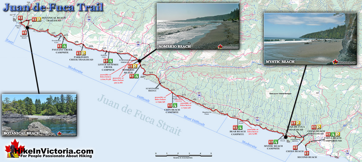 Juan de Fuca Trail Map